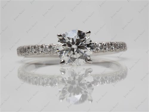 Platinum 0.90 Round cut Pave Engagement Rings