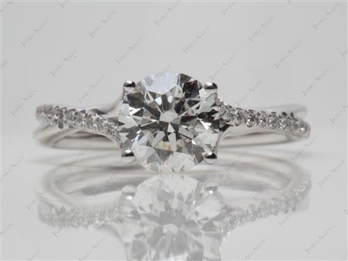 White Gold 1.51 Round cut Pave Diamond Rings