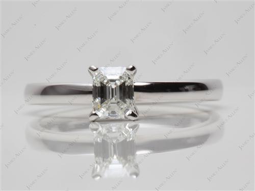 White Gold 0.44 Emerald cut Solitaire Engagement Ring