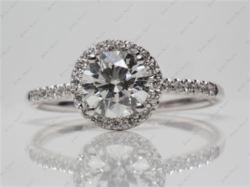 White Gold 1.24 Round cut Engagement Rings Pave