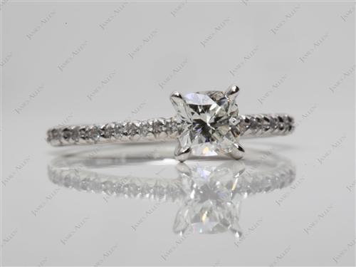Platinum 0.56 Cushion cut Engagement Ring Micro Pave