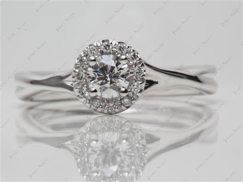 White Gold 0.30 Round cut Pave Engagement Ring