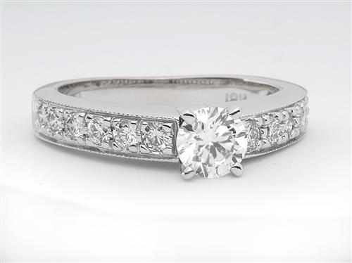 White Gold 0.50 Round cut Pave Engagement Rings
