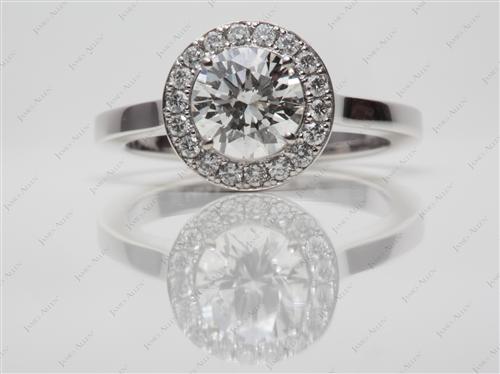White Gold 1.01 Round cut Diamond Pave Ring