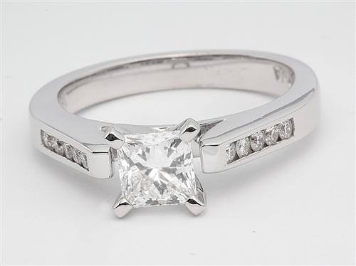White Gold 0.66 Princess cut Side Stone Engagement Rings