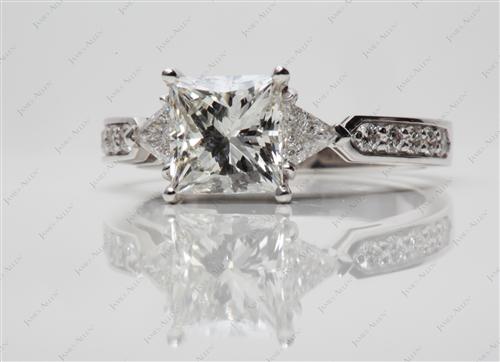 White Gold 1.56 Princess cut Three Stones Ring