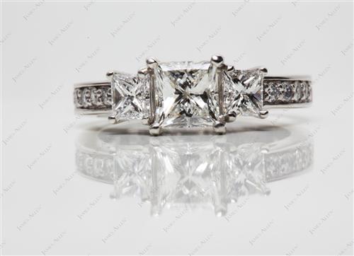 Platinum 0.81 Princess cut Three Stones Settings