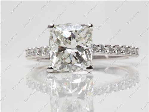 Platinum 2.31 Cushion cut Engagement Ring With Sidestones