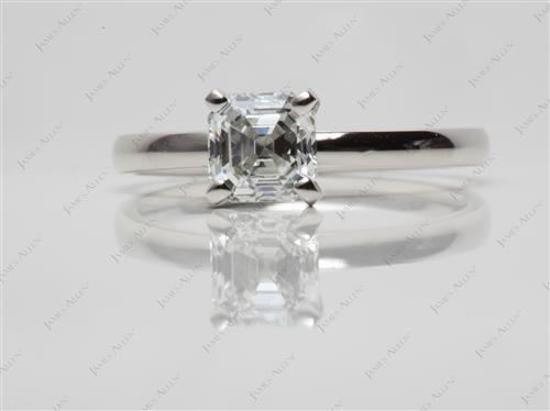 Platinum 1.05 Asscher cut Diamond Rings