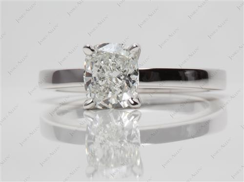 White Gold 1.51 Cushion cut Solitaire Ring Mountings