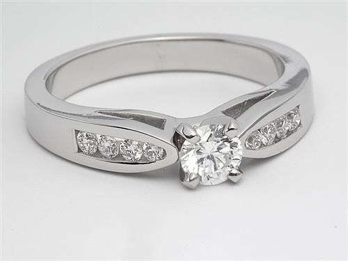 White Gold 0.30 Round cut Side Stone Engagement Rings
