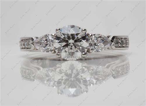 Platinum 1.14 Round cut Three Stones Diamond Rings