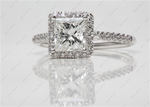 White Gold 1.18 Princess cut Micro Pave Ring