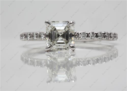 Platinum 1.40 Asscher cut Diamond Pave Ring