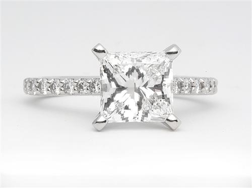Platinum 2.01 Princess cut Side Stone Engagement Rings