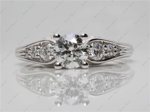 White Gold 0.70 Round cut Engagement Rings With Side Stones