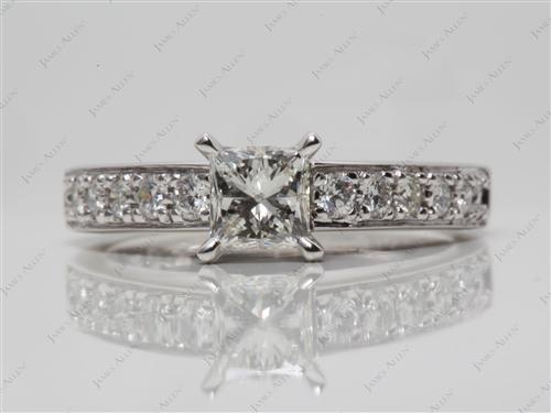 White Gold 0.70 Princess cut Pave Engagement Ring
