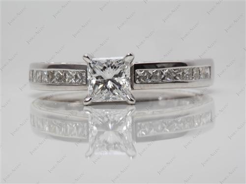 White Gold 0.70 Princess cut Channel Diamond Ring