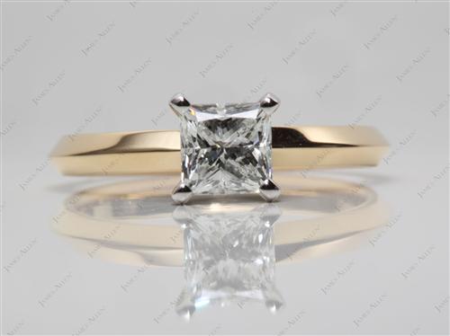 Gold 1.00 Princess cut Diamond Rings