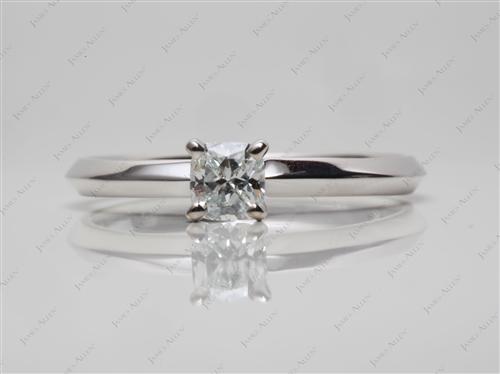 White Gold 0.28 Cushion cut Solitaire Engagement Rings