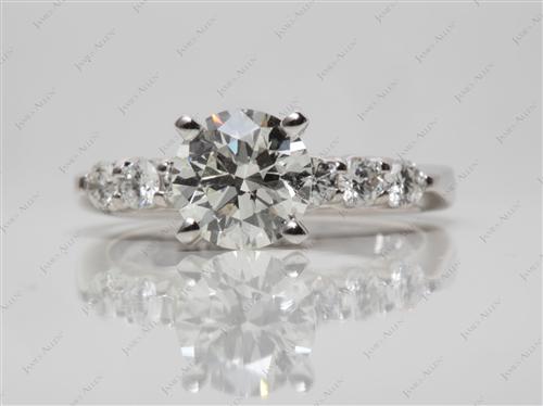 Platinum 1.51 Round cut Engagement Ring Settings With Side Stones