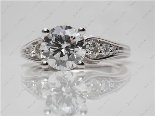 White Gold 1.50 Round cut Princess Cut Engagement Rings With Side Stones