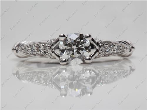 White Gold 0.60 Round cut Engagement Ring Micro Pave