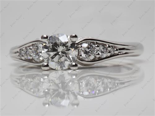 Platinum 0.80 Round cut Engagement Rings Side Stones