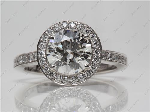 Platinum 1.80 Round cut Engagement Rings Pave