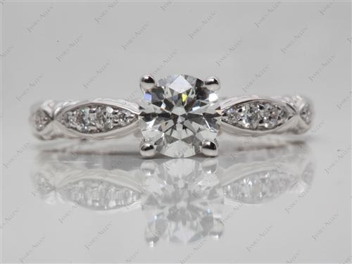 White Gold 0.82 Round cut Pave Engagement Ring