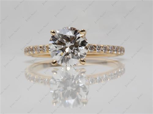 Gold 1.51 Round cut Pave Ring Mountings