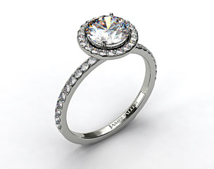 14k White Gold 0.39ct Diamond Halo Pave Engagement Ring