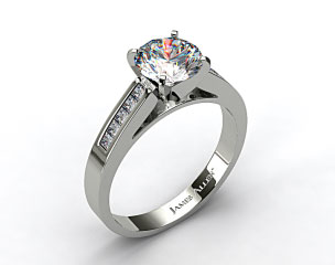 14k White Gold 0.25ct Channel Set Princess Shaped Diamond Engagement Ring
