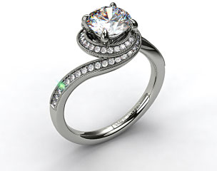 14k White Gold Enclosed Pave Halo