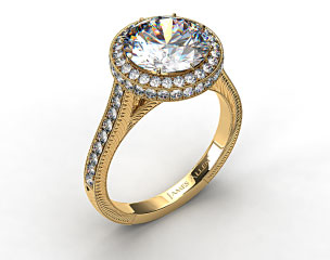 18k Yellow Gold Rippling Wave Diamond Engagement Ring