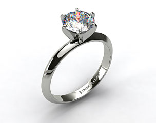 14k White Gold 2mm Knife Edge Solitaire Engagement Ring (Six Prong)