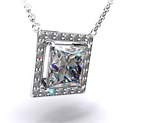 18k White Gold Pave Set Frame Pendant Setting