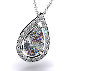 18k White Gold Pave Set Frame Diamond Pendant Setting